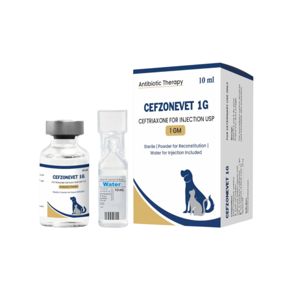 Cefzonevet Injection USP 1g powder & Sterile Water for Injection BP 10ml (Powder for Reconstitution)