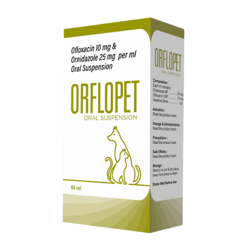 Orflopet Ornidazole 25mg/ml + Ofloxacin 10mg/ml Oral Suspension 50ml